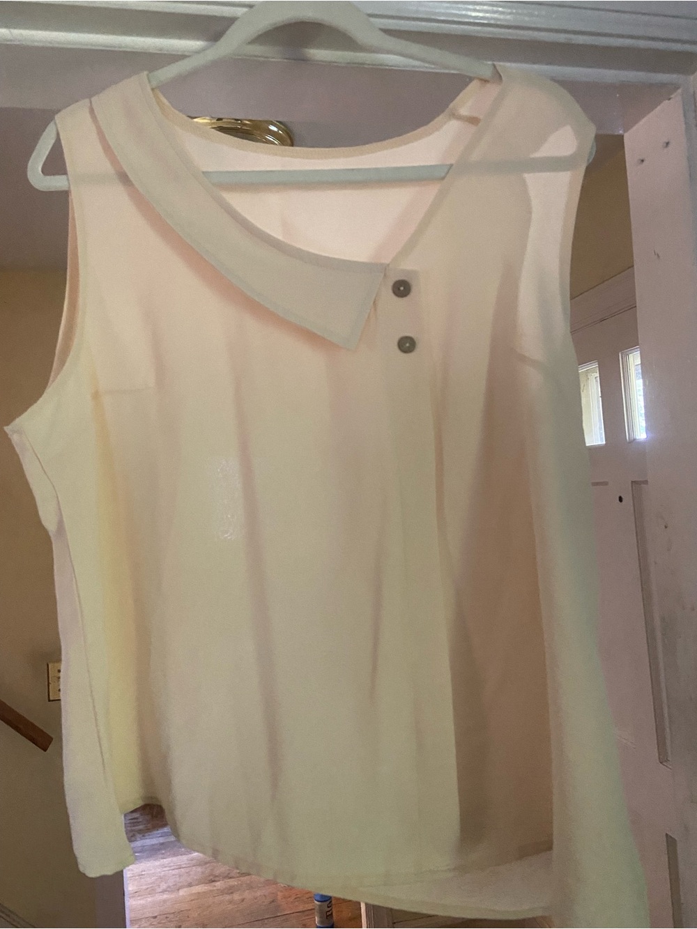 Sleeveless Cream Asymmetric Collar Blouse